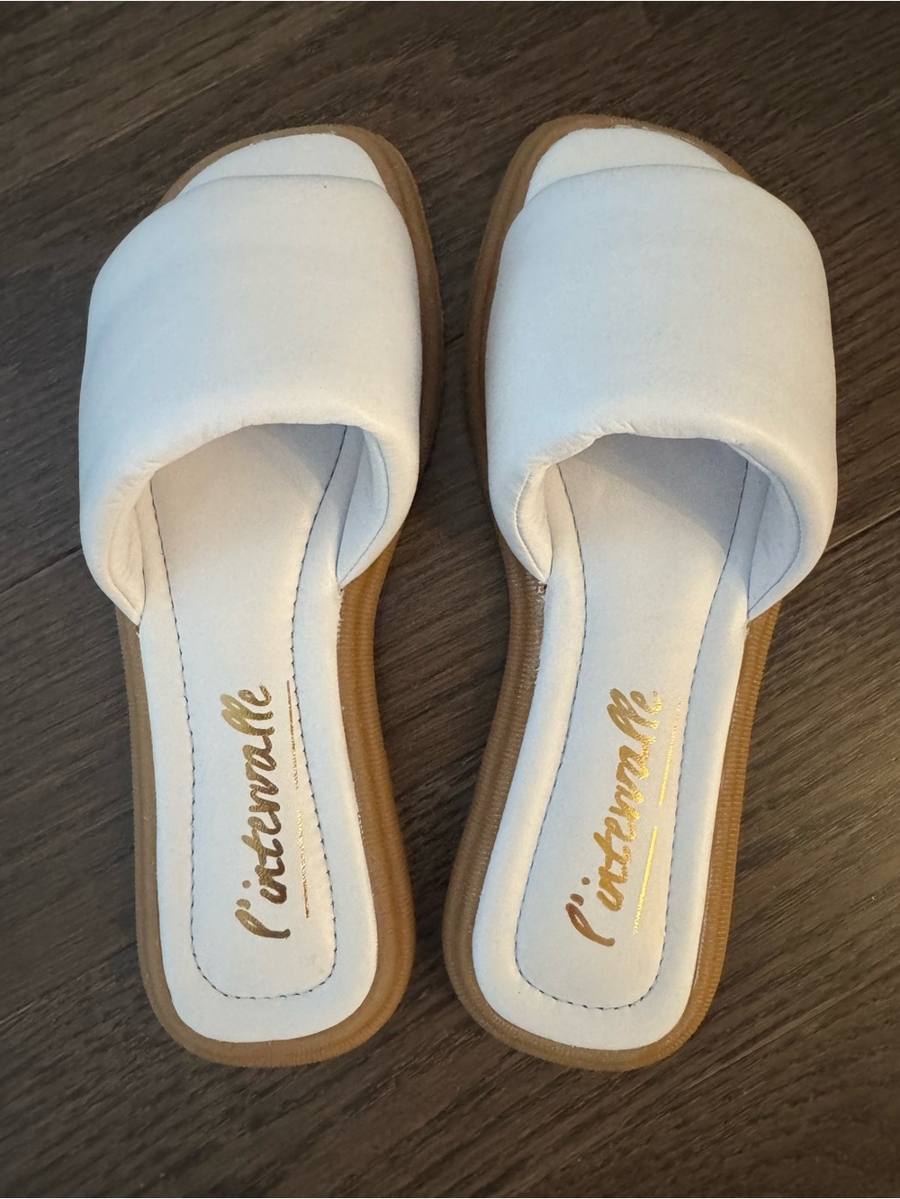 L'INTERVALLE White & Tan Slide Mule